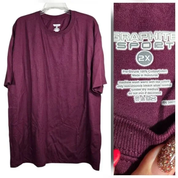 Graphite Sport Men’s T-Shirt 2X Cotton Casual Tee Atheisure Sportswear Outdoor - Picture 1 of 5